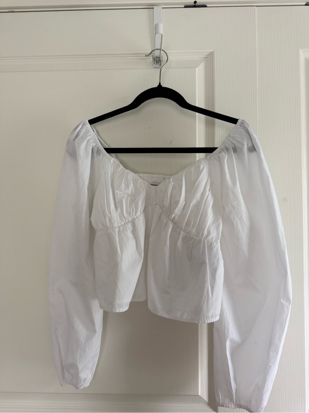 Abercrombie & Fitch White Puff-Sleeve Top